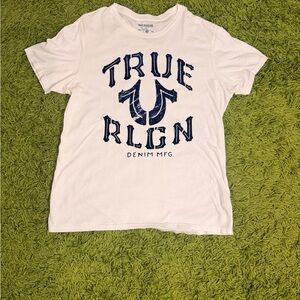 True Religion White Tee with Navy Graphic